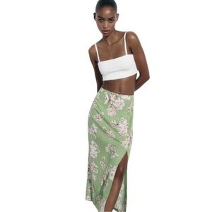 Zara Floral Printed Linen Blend Skirt